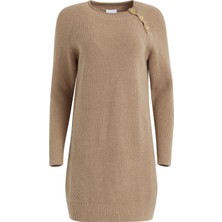 Escada Sport  Omuz Düğmeli Orta Boy Uzun Kol Camel Triko Elbise