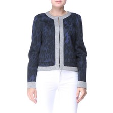 Escada Sport  Leopar Desenli Katlı Kol Mavi Ceket