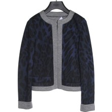Escada Sport  Leopar Desenli Katlı Kol Mavi Ceket
