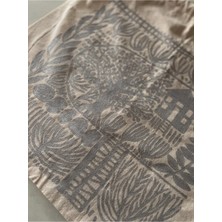 Majalis Design Yaşam Desenli, Bahçe Figürlü, Gümüş Yaldızlı, Çok Amaçlı El Boyaması Bez Kese/poşet, 40  x  40