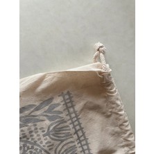 Majalis Design Yaşam Desenli, Bahçe Figürlü, Gümüş Yaldızlı, Çok Amaçlı El Boyaması Bez Kese/poşet, 40  x  40