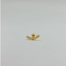 Gold Sıralı Taşlı Şık Tragus Küpe Piercing