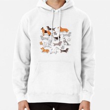 Hvit Stein Origami Doggie Friends // Grey Linen Texture Background Baskılı Sweatshirt