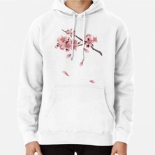 Hvit Stein Cherry Blossom Branch Baskılı Sweatshirt