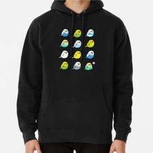 Hvit Stein Chubby Budgies Baskılı Sweatshirt