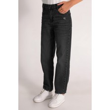 Yüksek Bel Straight Fit Düz Paça Jean Kız Çocuk Kot Pantolon