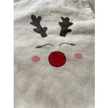 Majalis Design Yılbaşı Desenli, Sevimli Geyik Figürlü, Çok Amaçlı El Boyaması Bez Kese/poşet, 20  x  30