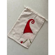 Majalis Design Yılbaşı Desenli, Sevimli Cino Figürlü, Çok Amaçlı El Boyaması Bez Kese/poşet, 20  x  30