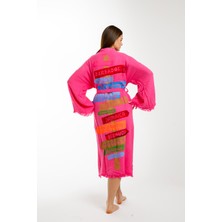 Befera Design Müslin Kimono Pamuklu Karayip Adaları Baskılı Bornoz Kaftan Sabahlık