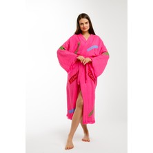 Befera Design Müslin Kimono Pamuklu Karayip Adaları Baskılı Bornoz Kaftan Sabahlık