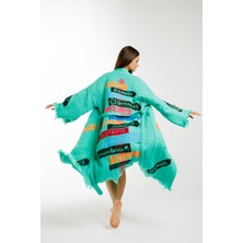 Befera Design Müslin Kimono Pamuklu Karayip Adaları Baskılı Bornoz Kaftan Sabahlık