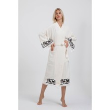 Befera Design Hitit Müslin Kimono Pamuklu Lotus Baskılı Desenli Bornoz Kaftan Sabahlık