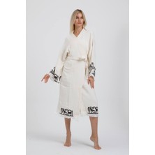 Befera Design Hitit Müslin Kimono Pamuklu Lotus Baskılı Desenli Bornoz Kaftan Sabahlık