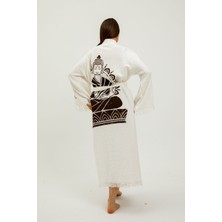 Befera Design Müslin Kimono Pamuklu Buda Baskılı Desenli Bornoz Kaftan Sabahlık