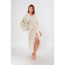 Befera Design Müslin Kimono Pamuklu Fatma Ana Eli Baskılı Desenli Bornoz Kaftan Sabahlık