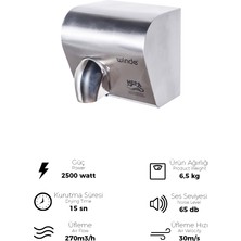 Winde Pw250 2500W Paslanmaz Çelik Fotoselli El Kurutma Makinası