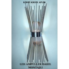 Kirpi Krom Aplik Pilli ve Elektrikli 2'si 1 Arada Ledli Duvar Aplik, Tak Çalıştır, Kablosuz Aplik