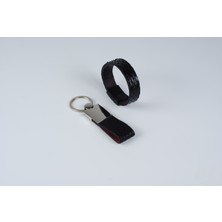 Visale Store Kişiselleştirilebilir Anahtarlık & Bileklik Set ( Yılan Derisi ) Siyah