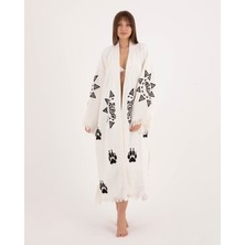 Befera Design Müslin Kimono Pamuklu Leopar Baskılı Bornoz Kaftan Sabahlık