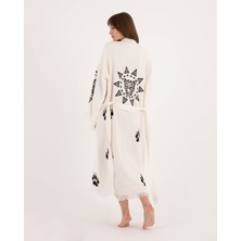 Befera Design Müslin Kimono Pamuklu Leopar Baskılı Bornoz Kaftan Sabahlık