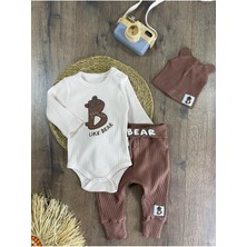 Bebicix Bear Işlemeli Kaşkorse Altan Çıtçıtlı Bereli Erkek Bebek Takım