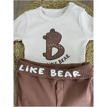 Bebicix Bear Işlemeli Kaşkorse Altan Çıtçıtlı Bereli Erkek Bebek Takım
