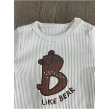 Bebicix Bear Işlemeli Kaşkorse Altan Çıtçıtlı Bereli Erkek Bebek Takım