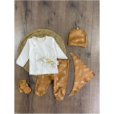 Bebicix Güneş Baskılı Yenidoğan Organik Pamuk Erkek Bebek Hastane Çıkış 5li Set