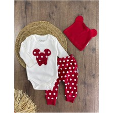 Bebicix Puantiyeli Fiyonklu Bereli Alttan Çıtçıtlı Kız Bebek Takım