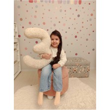 Pufftable 3 Rakamı Yastık, Dekoratif Kırlent, Teddy Kumaş , Büyük Boy 50 cm