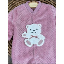 Peluş Ayıcık Nakışlı Patikli Çıtçıtlı Kışlık Erkek Bebek Tulum