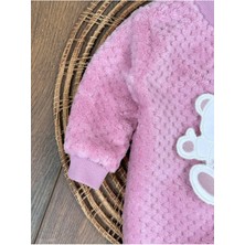 Peluş Ayıcık Nakışlı Patikli Çıtçıtlı Kışlık Erkek Bebek Tulum