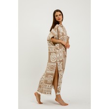 Befera Design Müslin Panço Etnik Kimono Pamuklu Jakarlı Bornoz Kaftan Sabahlık