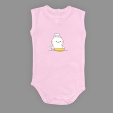 Mnk Baby & Kids Baskılı Şef Kedi Bebek Çıtçıtlı Body - MNK0657-AÇIK Pembe-3 Yaş