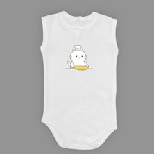Mnk Baby & Kids Baskılı Şef Kedi Bebek Çıtçıtlı Body - MNK0657-AÇIK Ekru-2 Yaş