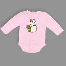 Mnk Baby & Kids Baskılı Tost Kedi Bebek Çıtçıtlı Body - MNK0660-PEMBE-18 Ay