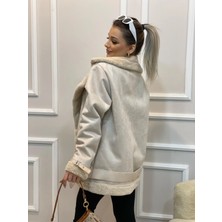 Ipek Içi Yumoş Full Kürklü Belden Kemerli Süet Mont