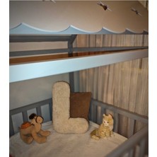 Pufftable Peluş L Harf Yastık, Dekoratif Kırlent, Kuzu Teddy Kumaş, Büyük Boy , Tüm Harfler ,boncuk Elyaf Dolgu