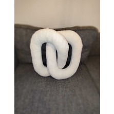 Pufftablepeluş Zincir Yastık Oval , Dekoratif Kırlent, Teddy Kumaş