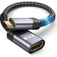 CV0037 Mini HDMI - HDMI Adaptörü Mini HDMI To HDMI Kablosu 4K 60Hz Hdr 3D 18GBPS Dolby, Dslr, Video Kamera, Grafik Kartı, Raspberry Pi Zero W, Dizüstü Bilgisayar, Tablet, Hdtv, Projektör ile Uyumlu