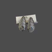 Sparkle Accessories Silver Baklava Desen Çelik Damla Küpe