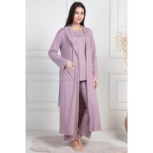 Mecit Pijama Mecit 6155 Gül Kurusu Kadın Büyük Beden Sabahlıklı Pijama Takımı