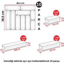 Bozhouse 10'lu Set Modüler Kaşıklık Mutfak Çekmece Içi Organizer Şeffaf Clear Çatal Bıçak Kaşık Düzenleyici