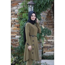 Moda Çizgi Pileli Takım Elbise MC0035 Haki