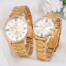 Saattino Çift Saatler Sevgiliye Hediye Saat Çelik Kordon Takı Set Kombini ST-304021