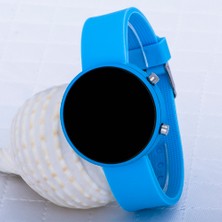 Saattino Yuvarlak Dijital LED Ekran Mat Mavi Silikon Kordonlu Unisex Saat ST-303586