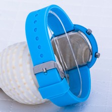 Saattino Yuvarlak Dijital LED Ekran Mat Mavi Silikon Kordonlu Unisex Saat ST-303586
