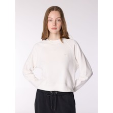 Mustang Ekru Kadın Bisiklet Crop Nakışlı Sweatshirt M4wl-Swt-1926