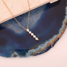 Nox Jewelry 925 Ayar Beşli Sıra Taş Modern Gümüş Kolye - CNS00578