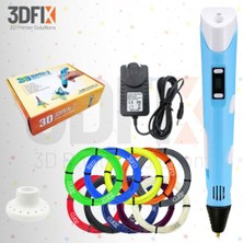 3DFIX - 3D Kalem - 3D Pen - 3 Boyutlu Yazıcı Mavi Kalem + Hediye 20 Metre Filament